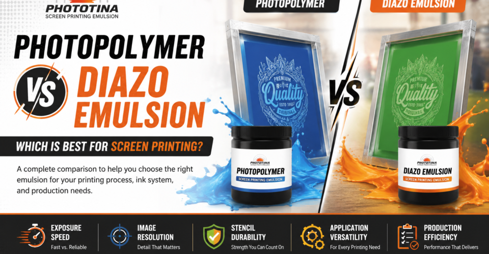 Photopolymer vs Diazo emulsion for screen printing