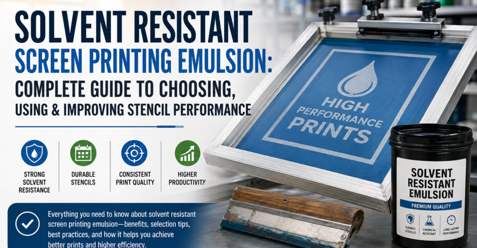 Solvent resistant screen printing emulsion for durable printing stencils