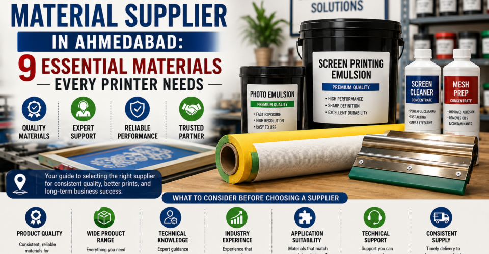 Screen Printing Material Supplier in Ahmedabad | 9 Essential Materials